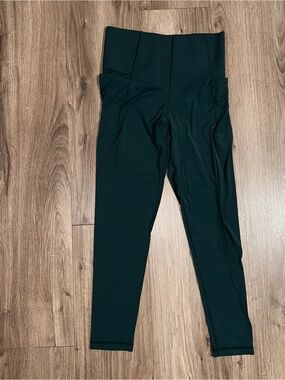 High-Waist Leggings Supportive Green Pockets For Phone
